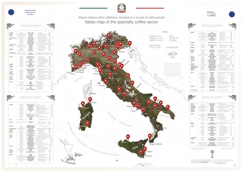 olasz kávé térkép